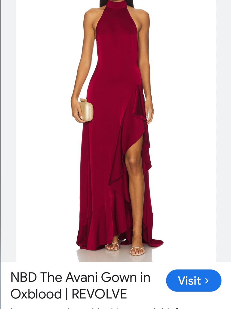 Nbd Wine Red Halter Ruffle Maxi Dress